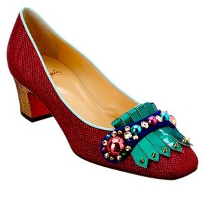 Christian Louboutin Red Oaxacana 45 Embellished Pumps 39.5 or 9.5